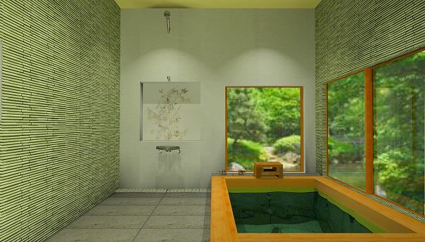 和風なバスルームの事例