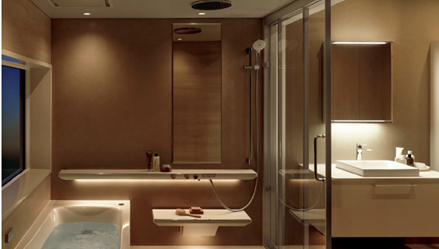 サウナのあるバスルームの事例